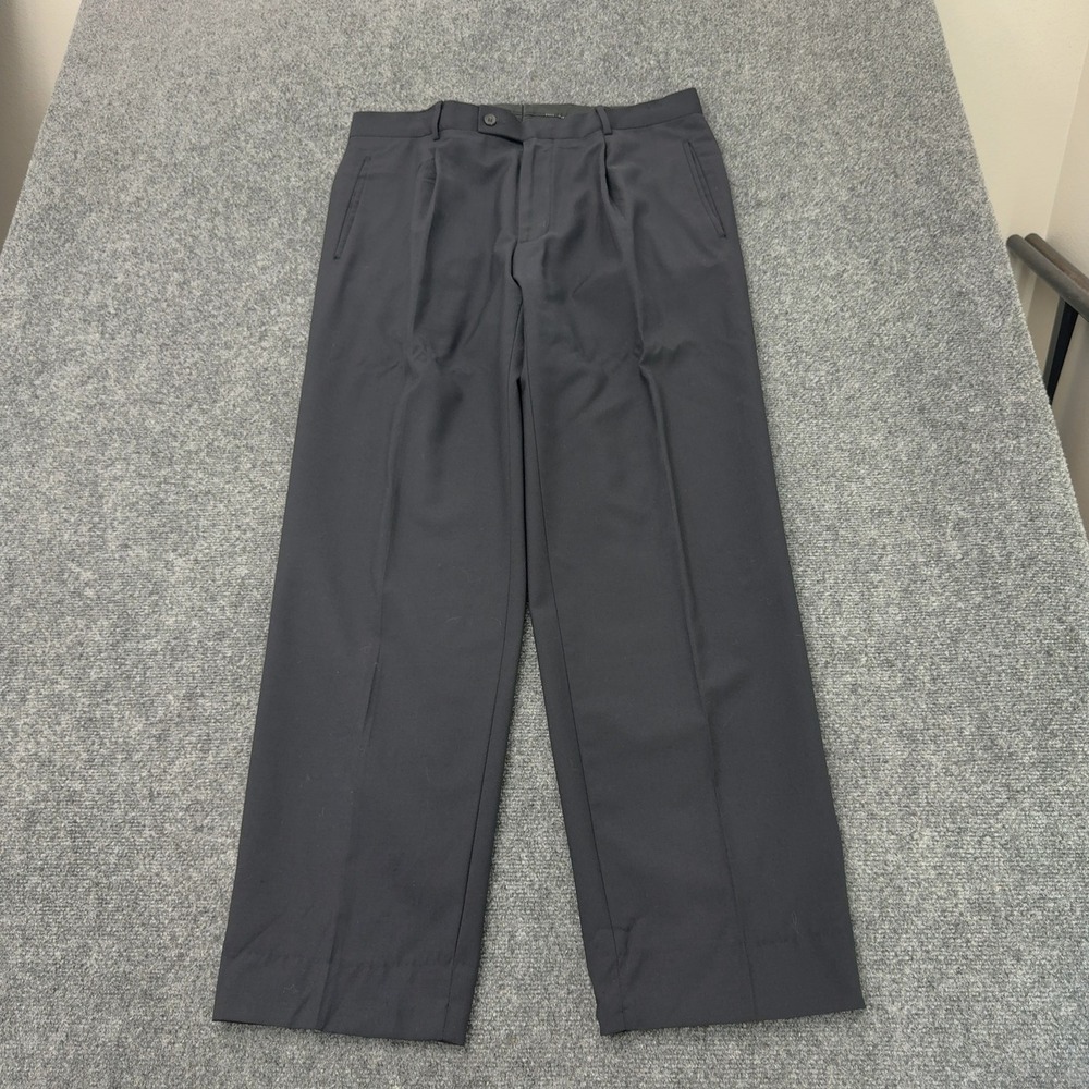 Hugo Boss Pants Mens 42R Black Virgin Wool Pleated Einstein Sigma Dress Formal